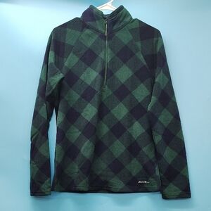 Eddie Bauer Green and Black Fleece Pullover